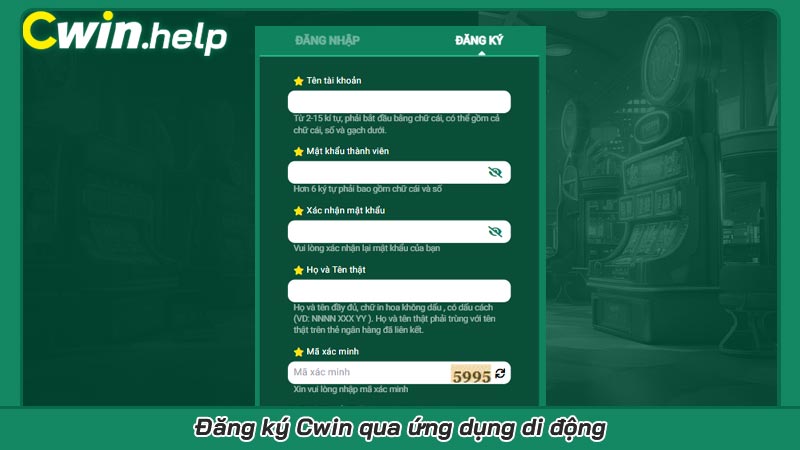 Đăng ký Cwin qua ứng dụng di động