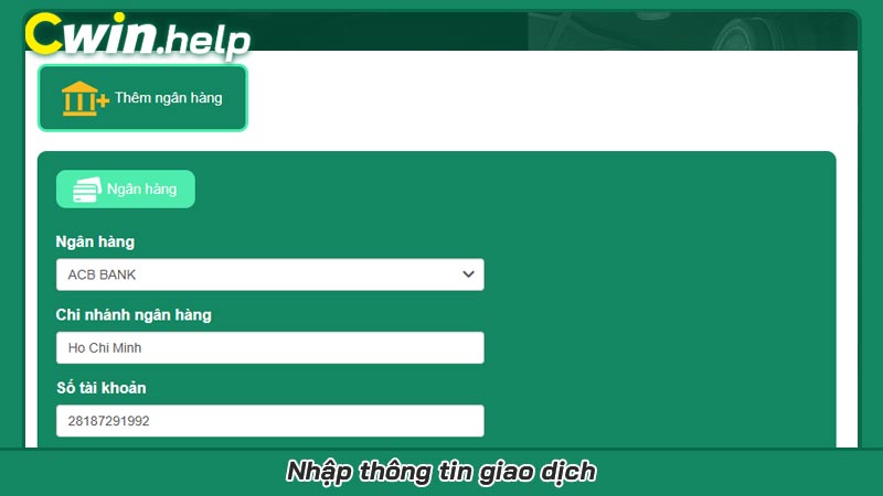 Nhập thông tin giao dịch